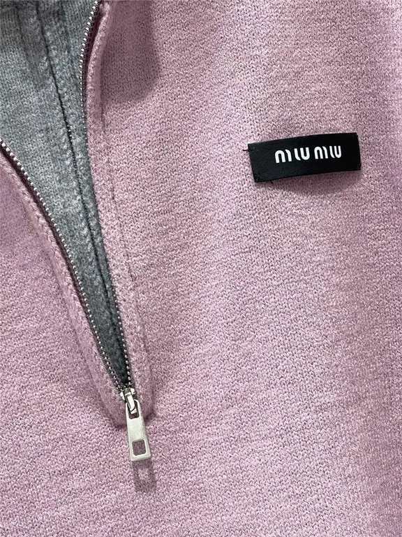 Miu Miu Double Knit Turtleneck Sweater Pink